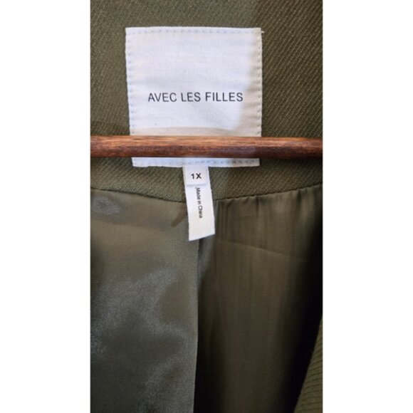 Avec Les Filles Miltary Styl Jacket Coat Blazer 1X 16 18 Trendy Faux Leather Slv - Picture 6 of 7